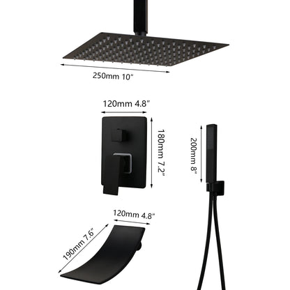 KEMAIDI Matte Black LED Shower Set